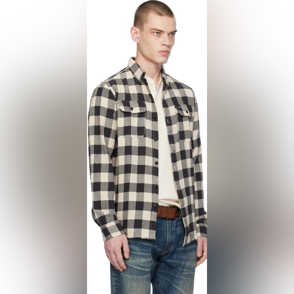 Denim & Supply Ralph Lauren Black and White Buffalo Plaid Button Down Size Small